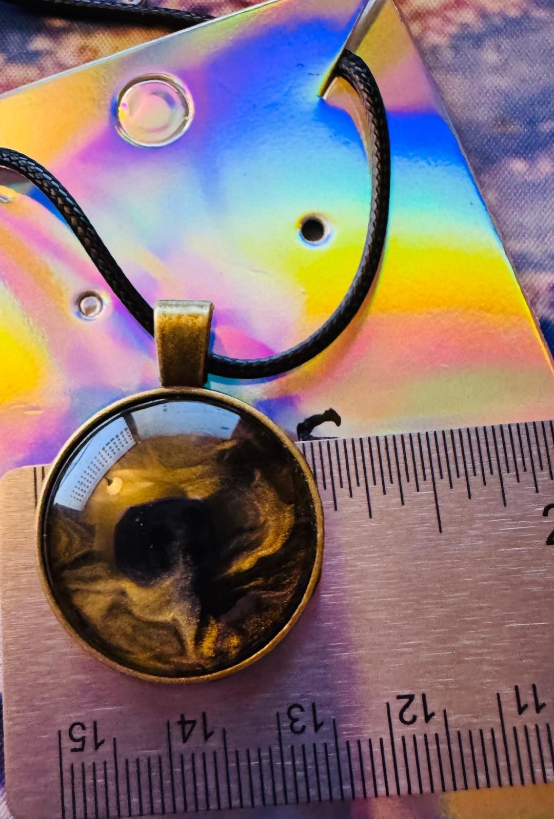 Round Cabochon Necklace One of a kind Hand-Painted by a local Ozark Artist..Me