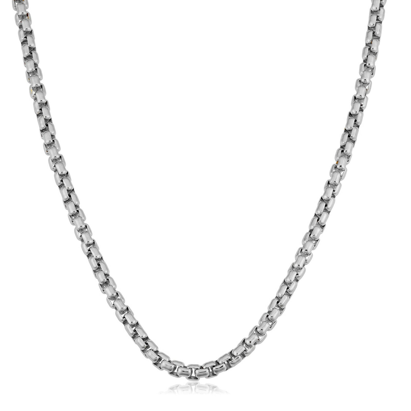 Verona Jewelers Sterling Silver 3.5MM Classic Italian Round Box Chain Necklace
