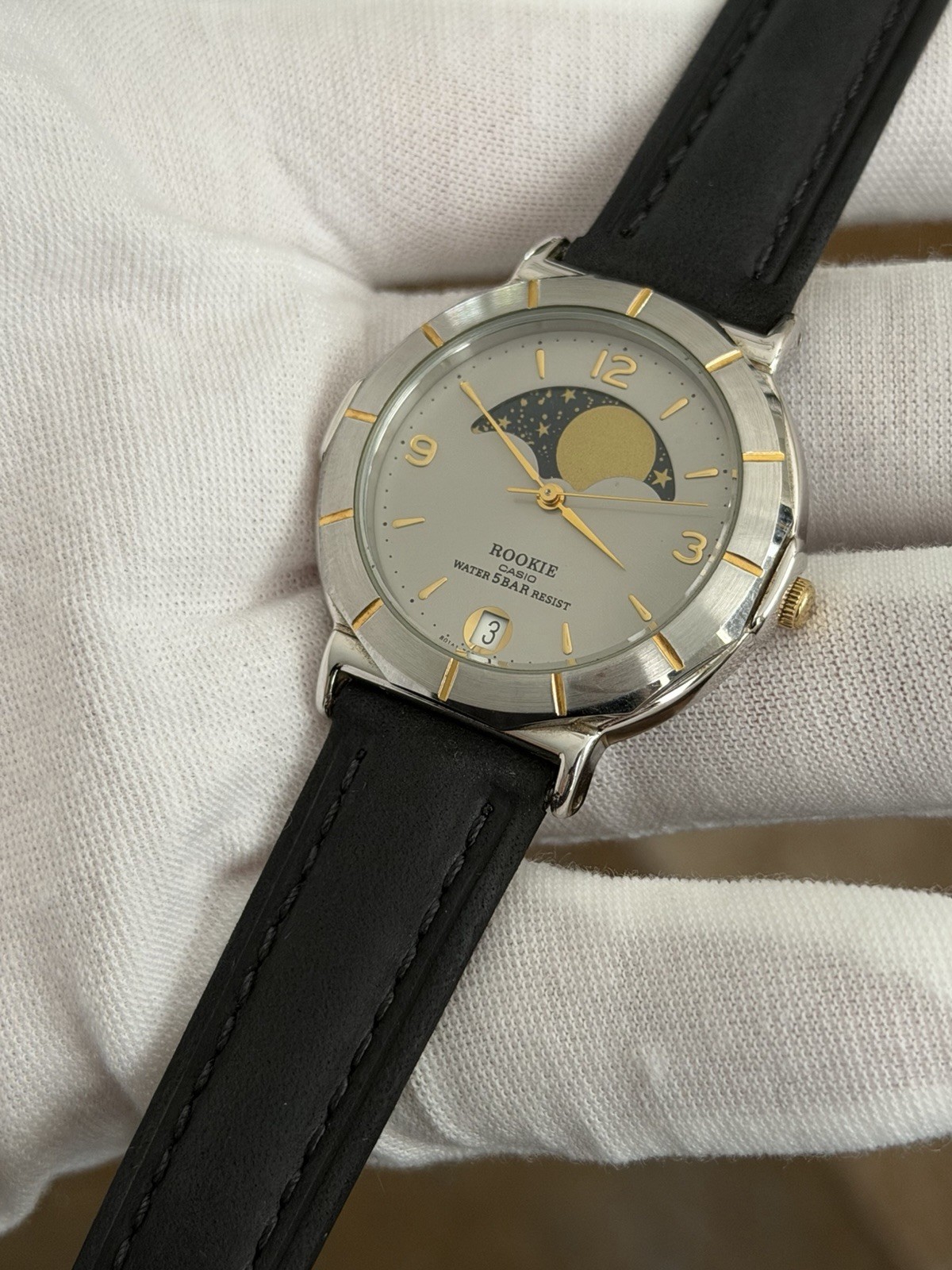 Rare Vintage Casio Rookie RKM-373 Moon Phase Men’s Classic Dress Watch JDM 1980s