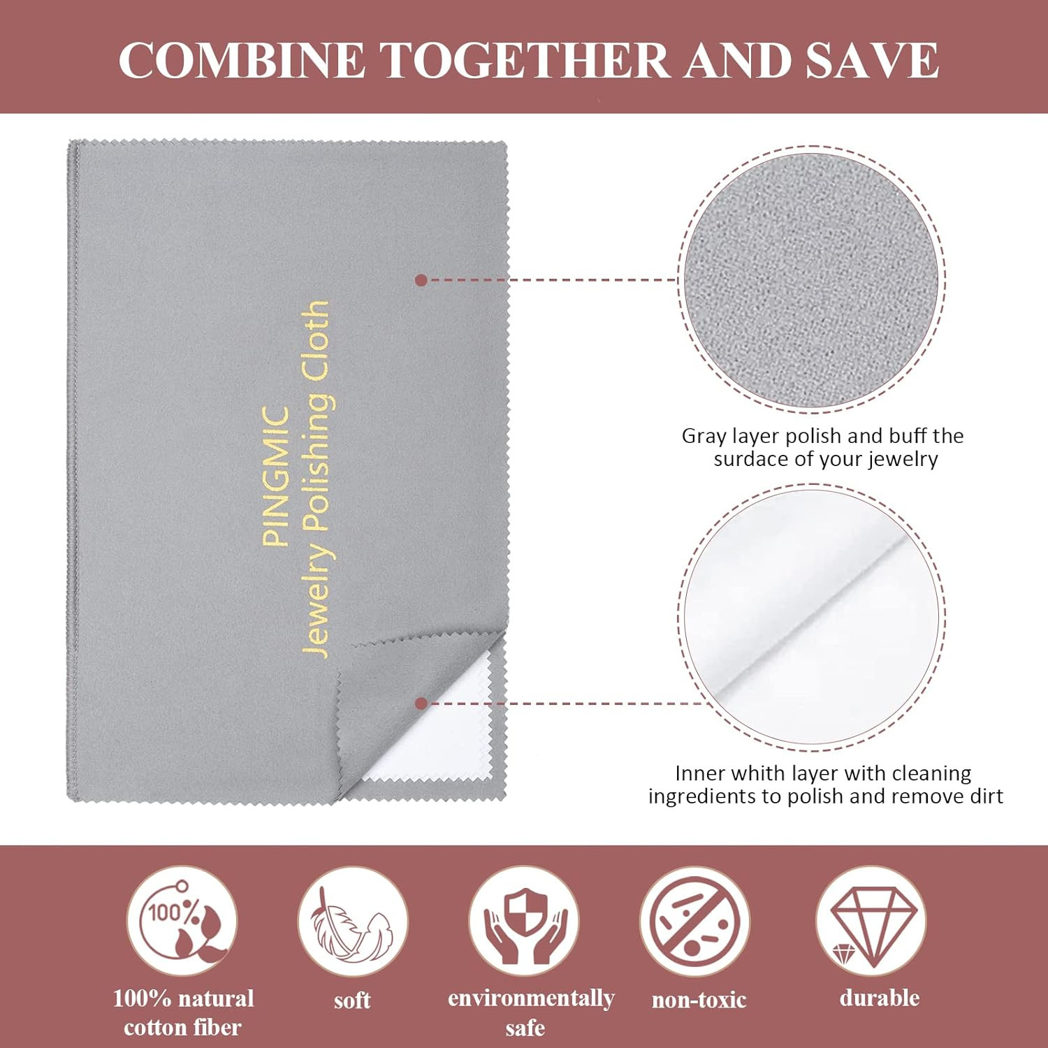 6-Piece Jewelry Cleaning Cloth Set for Silver, Gold & Platinum Care