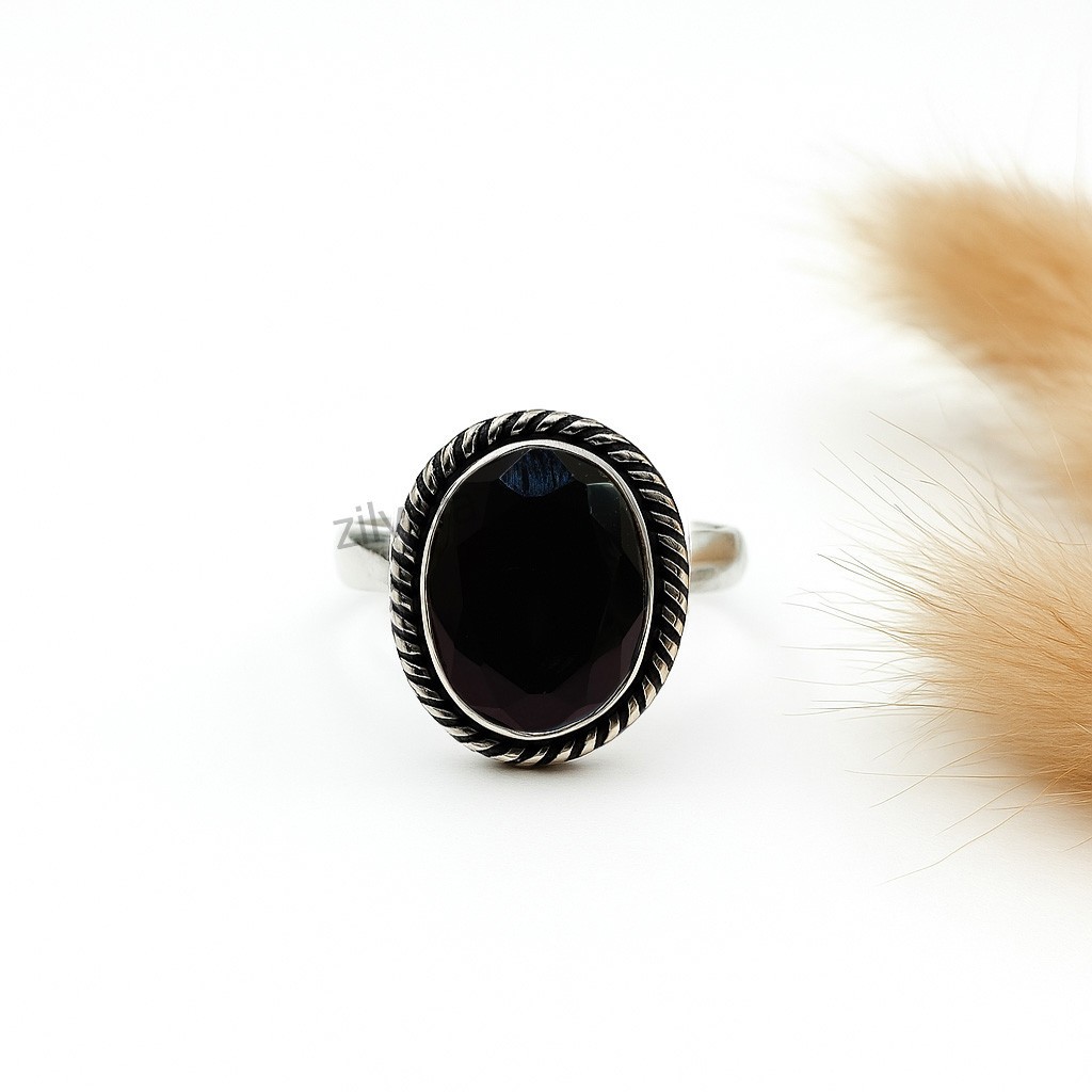 Vintage Style Black Onyx Ring Solid 925 Sterling Silver Handmade Jewelry