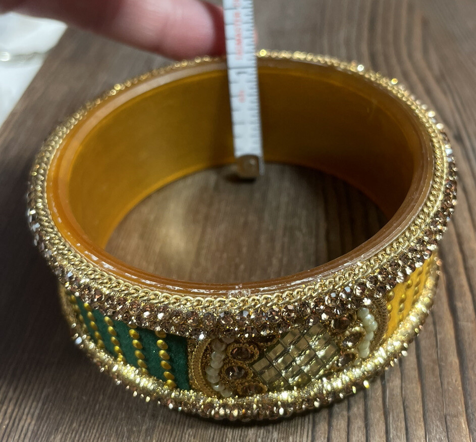 Multicolor Stud & Velvet Bracelet Bangle Mixed Materials 7.75”