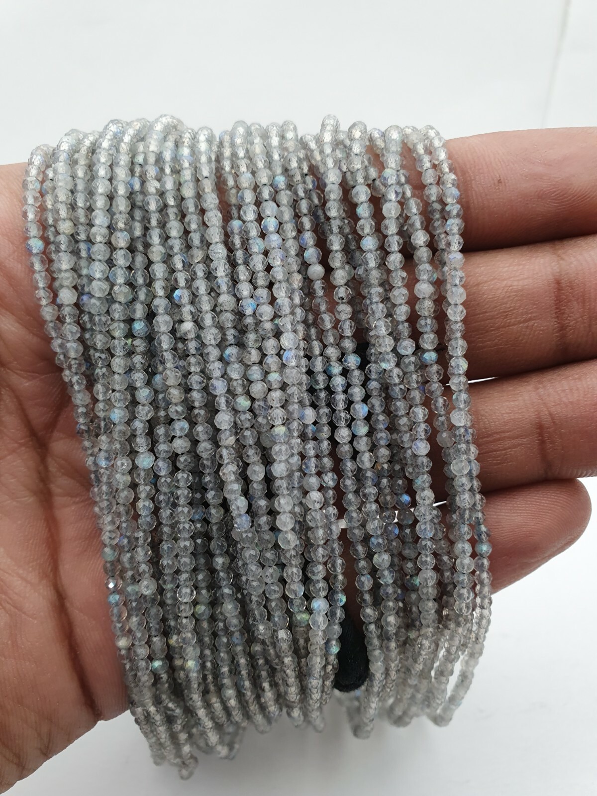 Natural Labradorite Roundelle Faceted Beads Strand 2.30 MM 13 Inch.