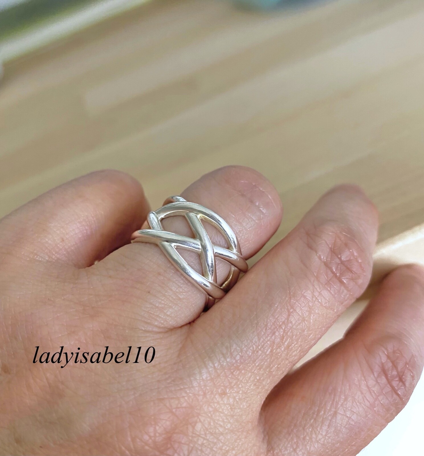 Sz. 7.5 Tiffany & Co. Celtic Weave Wide Ring Sterling Silver w POUCH – Authentic