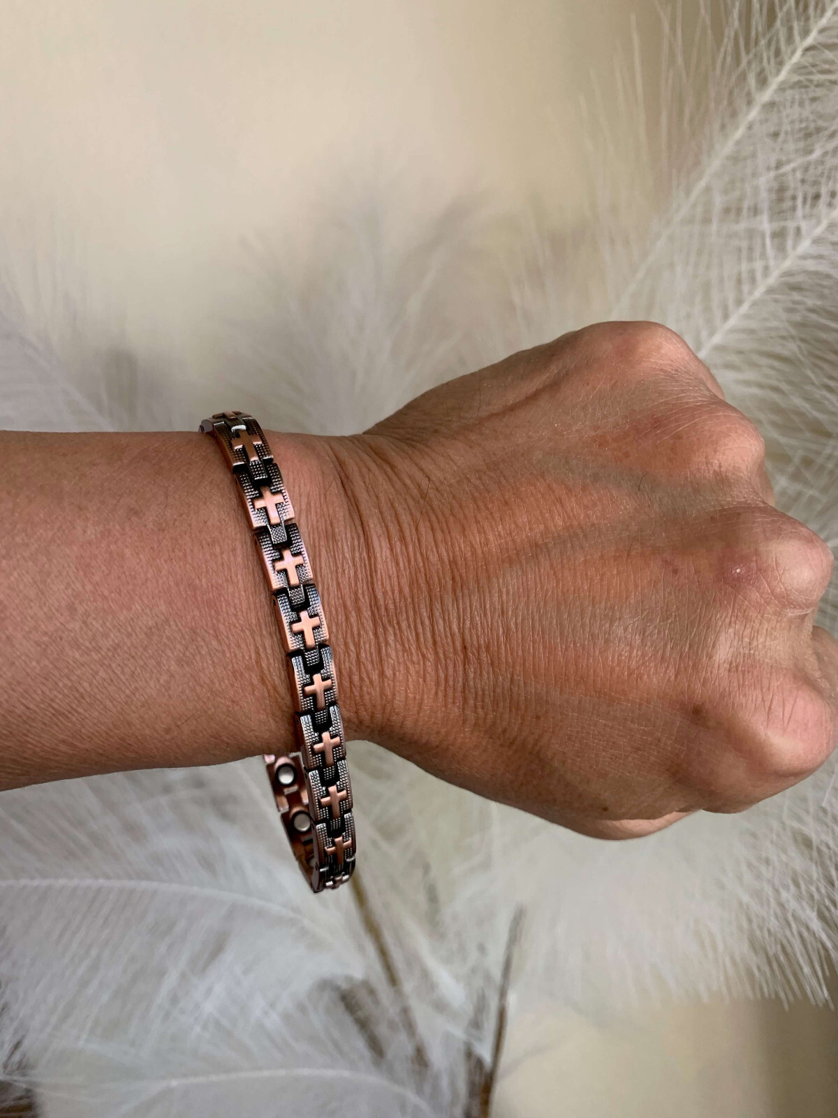 Cross Pure Copper Magnetic Bracelet Women men Arthritis Pain Balance Energy Joy