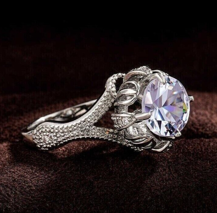 Authentic Vintage Style Engagement Ring 2.11 Ct CZ Beautiful Ring Silver Plated