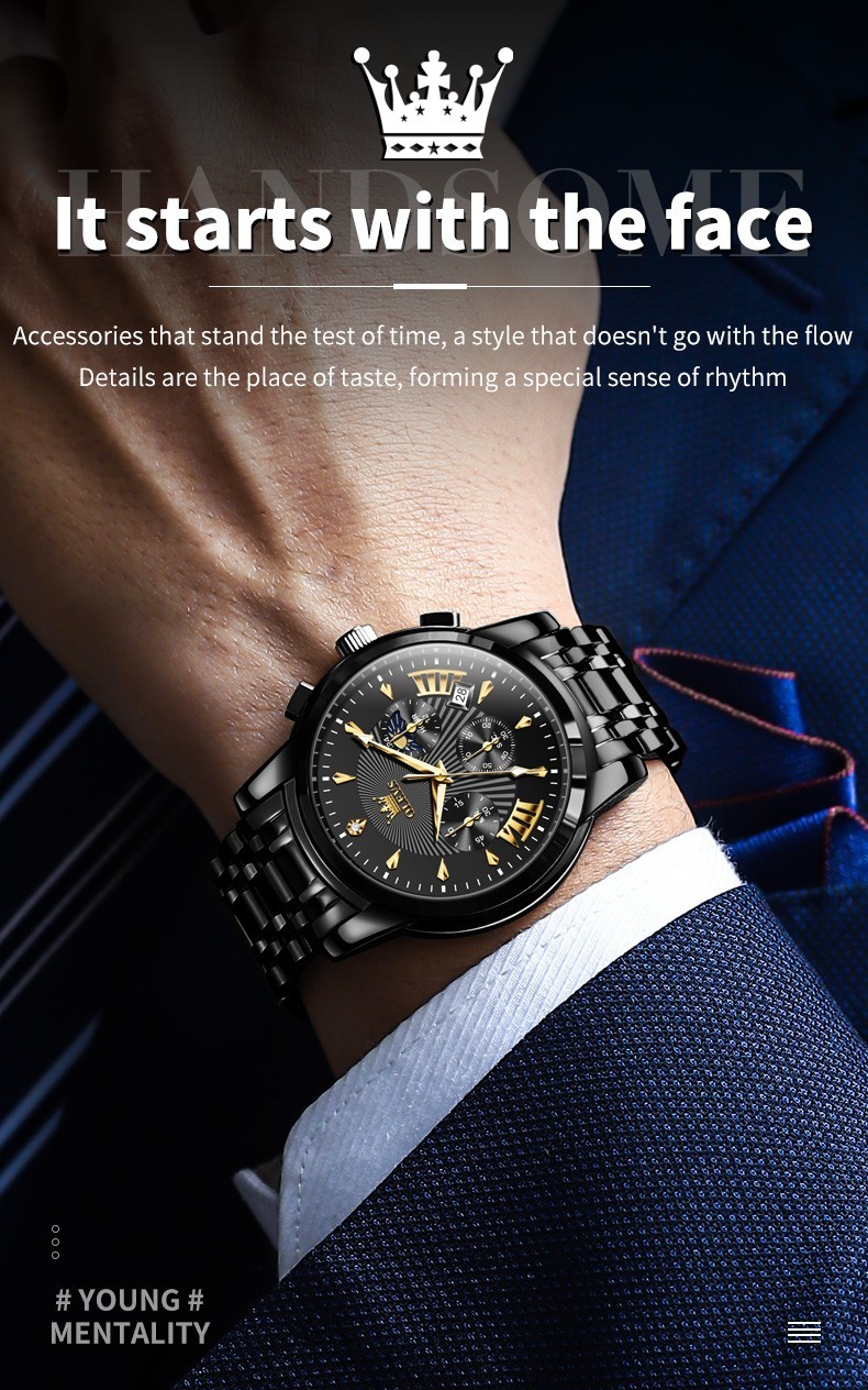 OLEVS 2892 Luminous Multifunctional Male Gift Top Quality Casual Quartz Watch