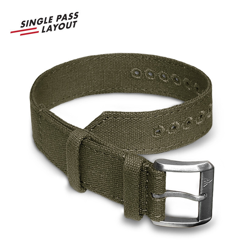 20mm Vintage Military Olive Drab Canvas Watch Strap OD#7 WWII