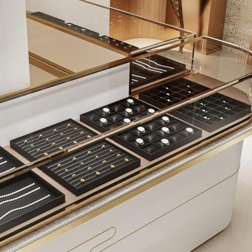 Stackable Jewelry Organizer Tray Premium PU Leather 24 Grid Jewelry 24 Grids