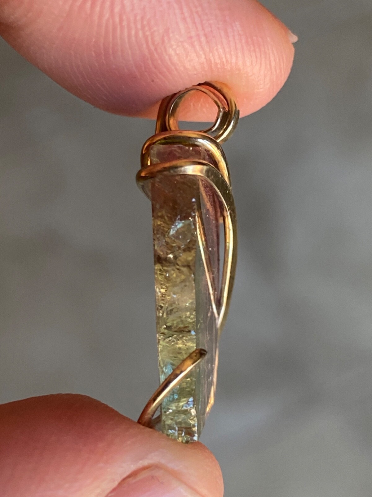 15.02ct Tourmaline Brazil Bi-Color Slice Forge 14K Yellow Gold Pendant Total Wt