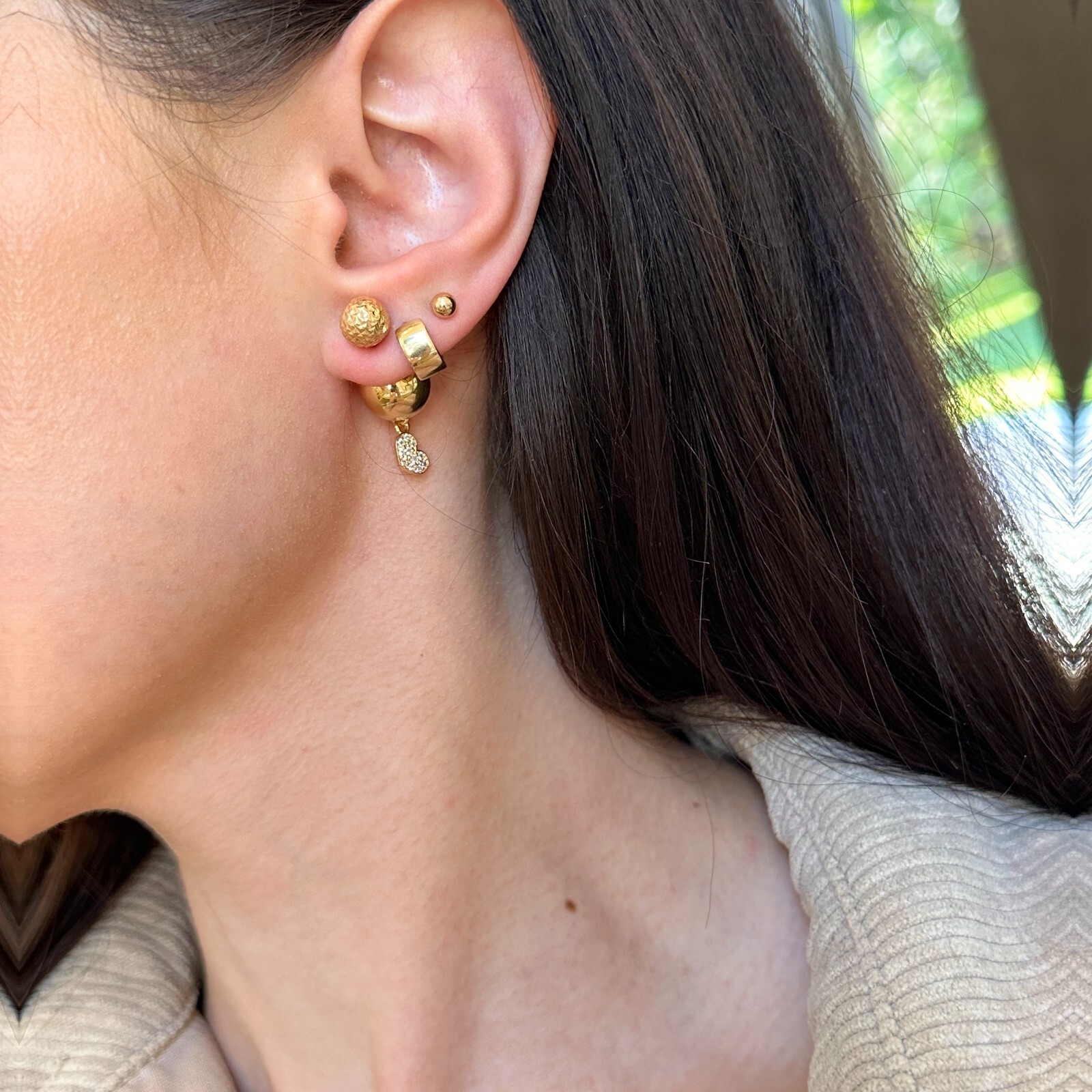 Gold Sterling Silver Shiny High Polished Finish Double-Ended Ball Earrings NEW