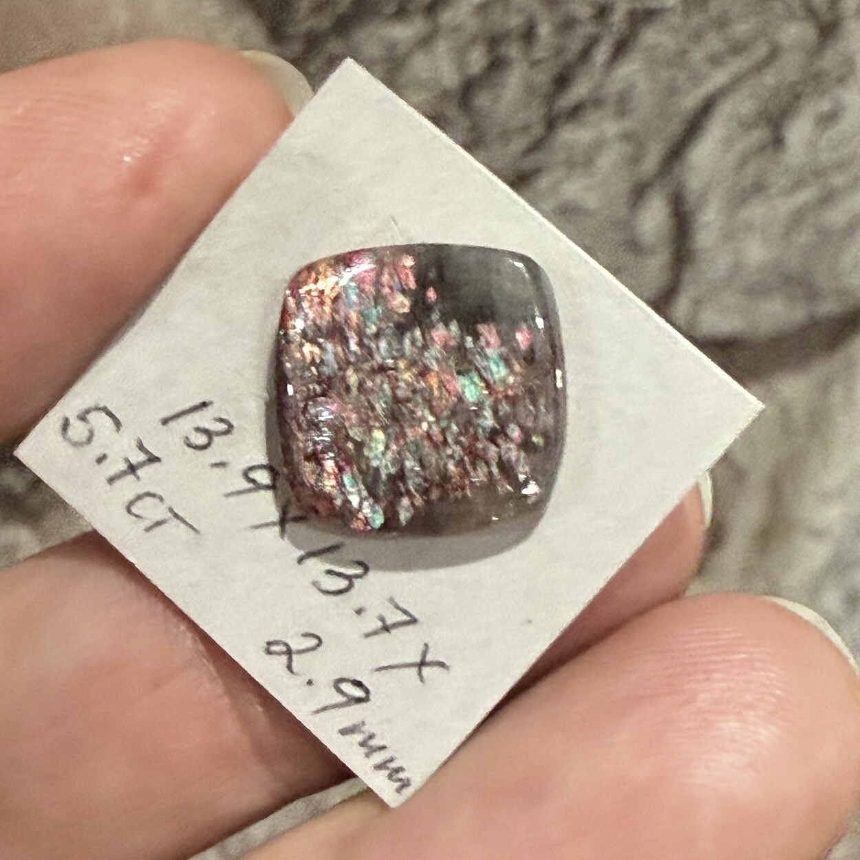 5.7ct 13.9×13.7×2.9mm Gemmy Rare Latice Black Moon Sunstone Cabochon Loose Gem
