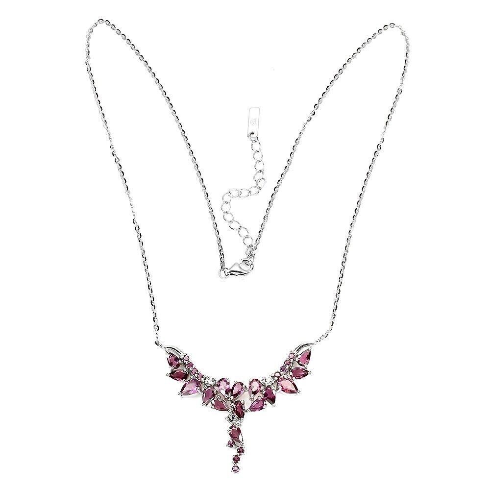 Silver Rhodolite Necklace Earrings Natural Gems Solid Sterling 17 to 19 Inch