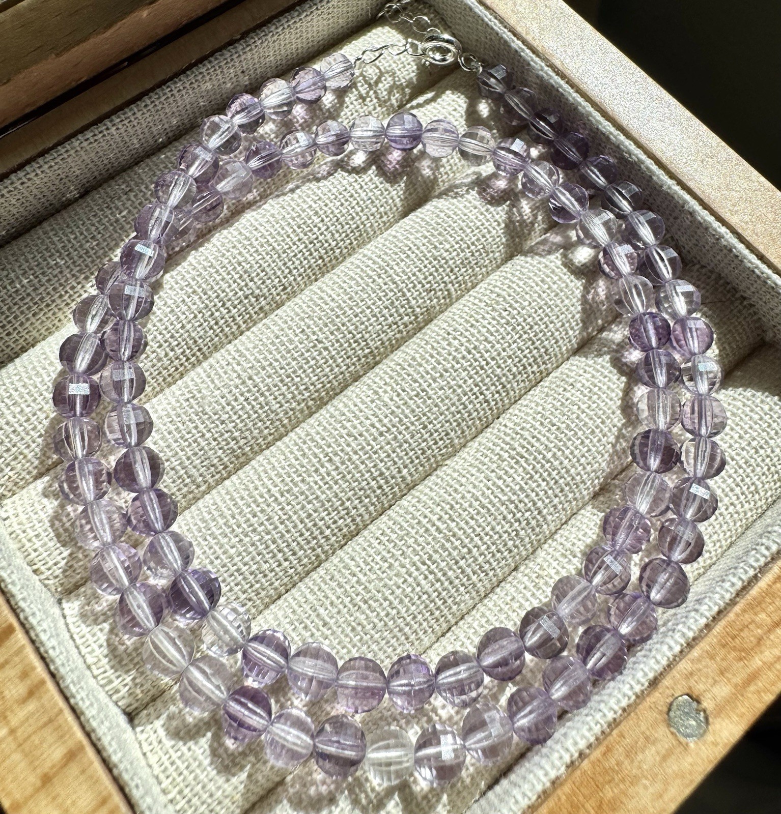 Natural purple Amethyst necklace 5.2mm Total Length 40cm+5cm