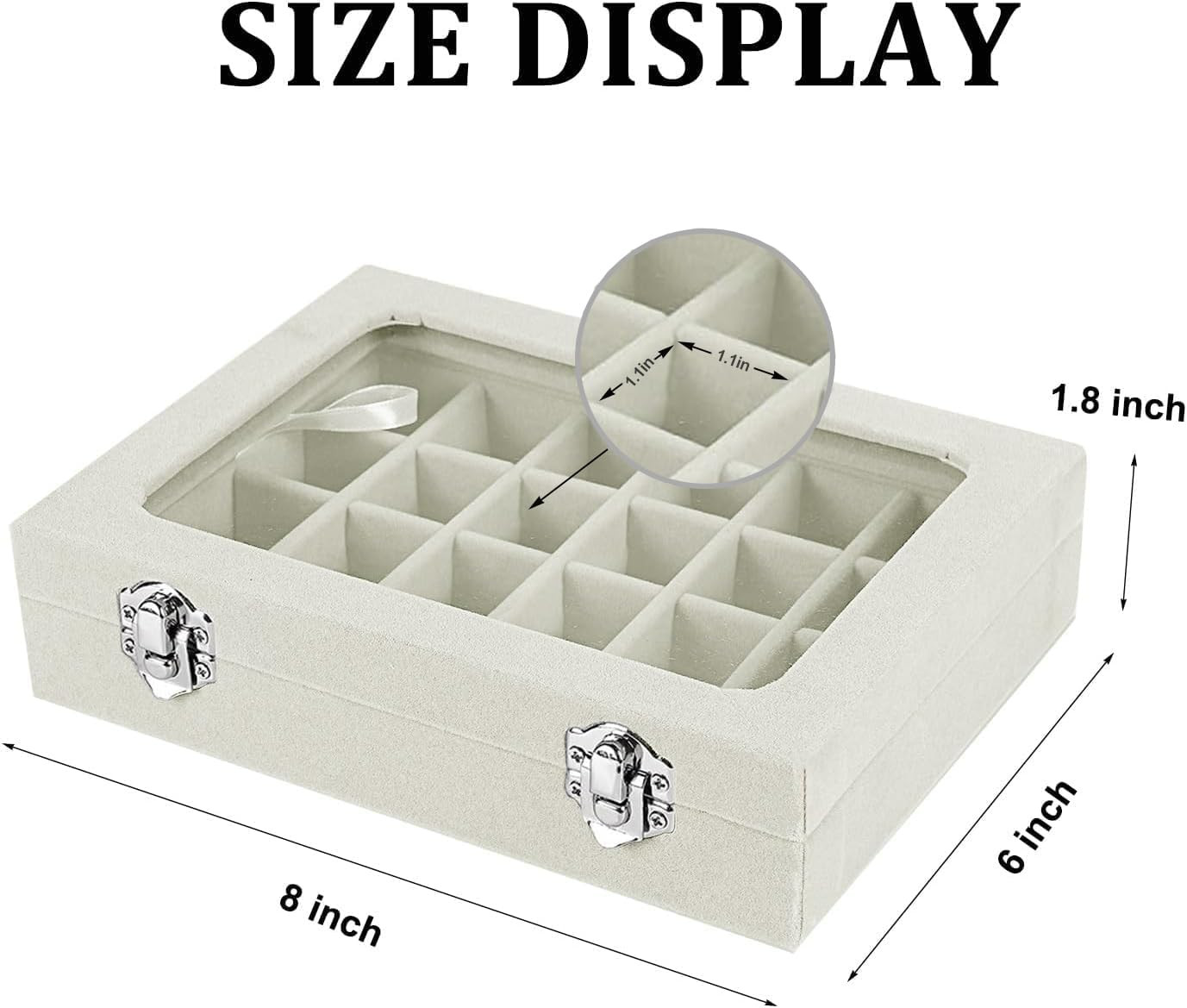 Velvet Jewelry Box 24 Grid Jewelry Earrings Display Organiser Box Ring Tray Hold