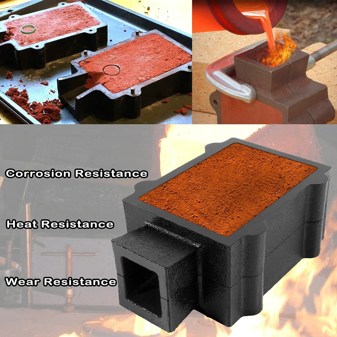 Cast Iron 2-Part Flask Mold Frame for Sand Casting Jewelry Metal Casting Tool