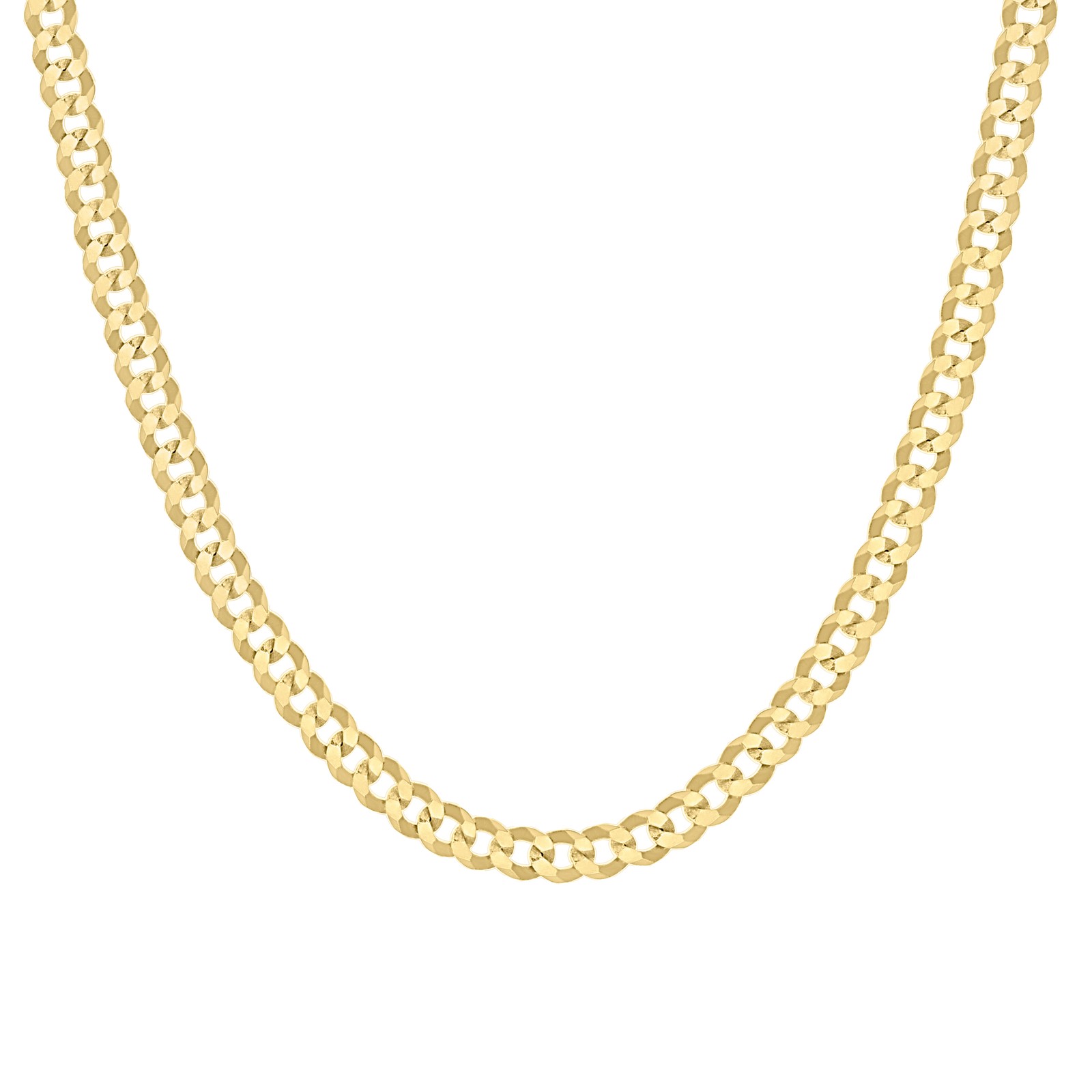 925 Sterling Silver Yellow Gold Plated 3.5mm Super Flat Curb Chain | 16″ to 24″
