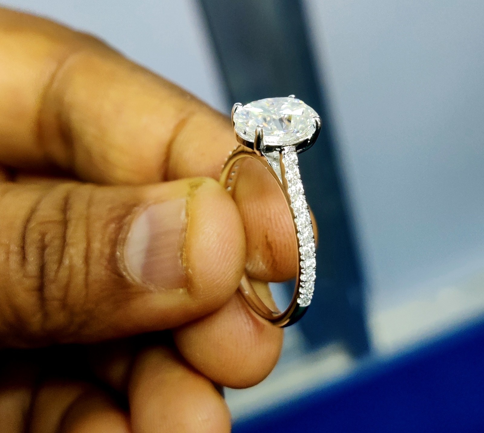 1.20Ct Oval Lab Created Diamond Solitaire Engagement Ring 14KWhite Gold Plated
