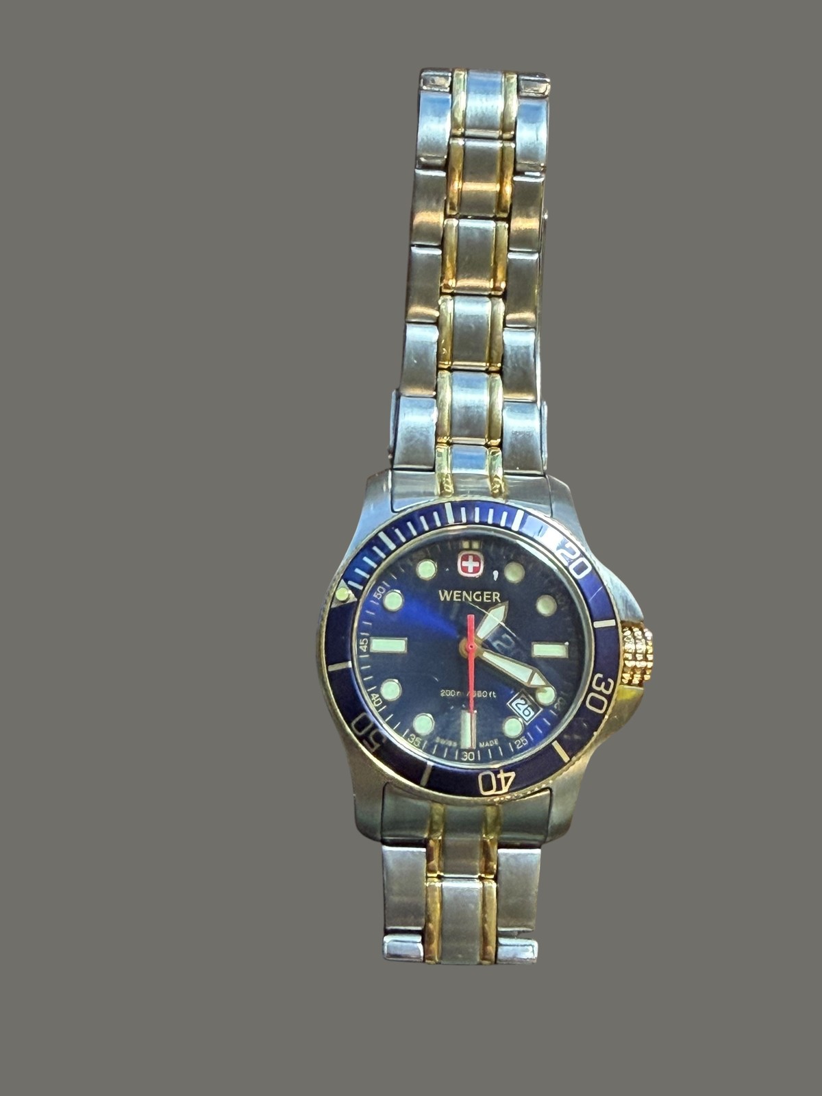 Wenger Men’s Diver Watch 7233X/T Two-Tone Blue Bezel Date 200M Swiss Made