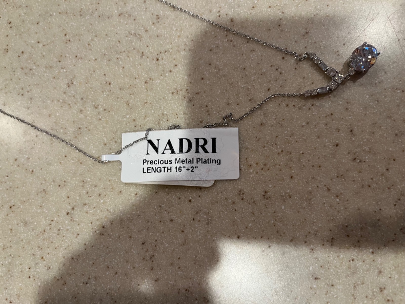 Nadri Delphine Small Frontal Short Pendant Silver Necklace