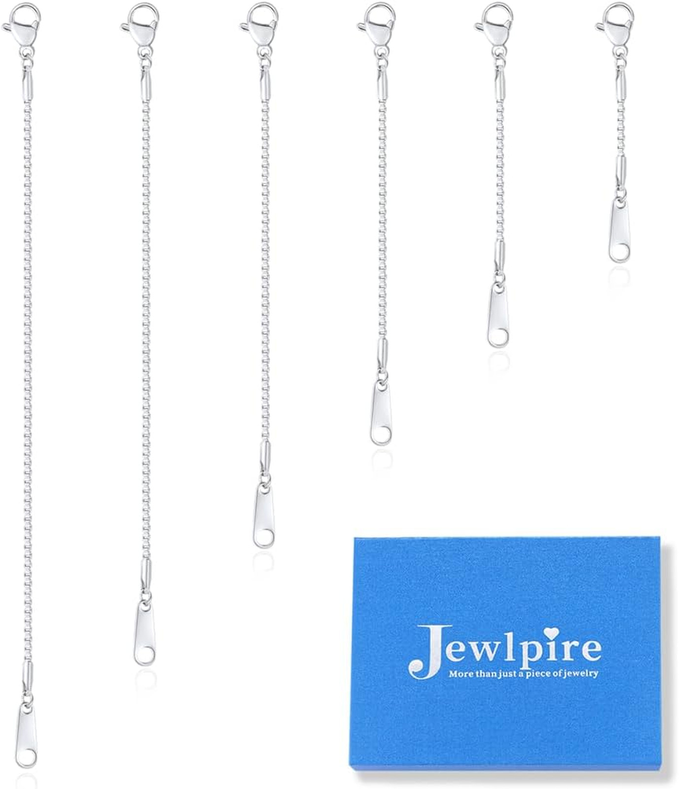 Women Necklace Extender 18K 14K Gold Plated Set 6 Pieces 1 to 6 Inches Box Chain