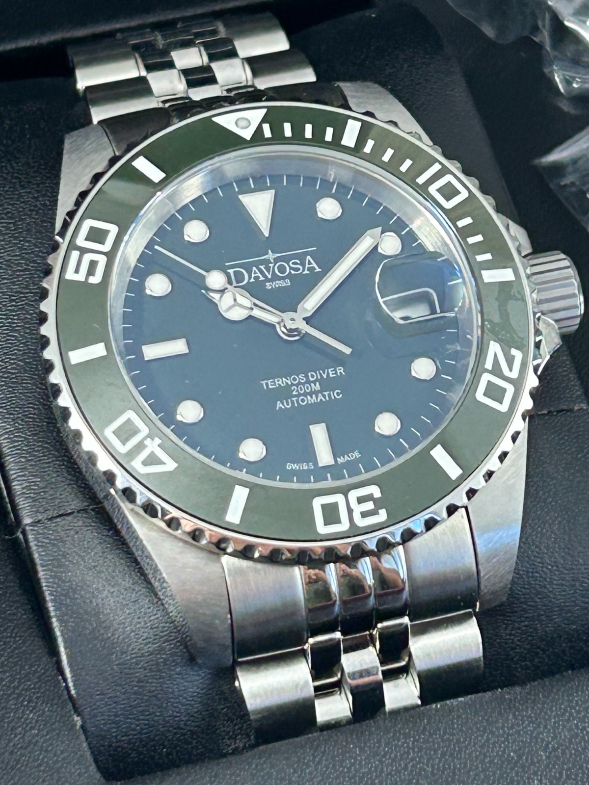 Davosa Ternos Green Ceramic 16155570 Swiss Automatic Diving200m with 2 Bracelets