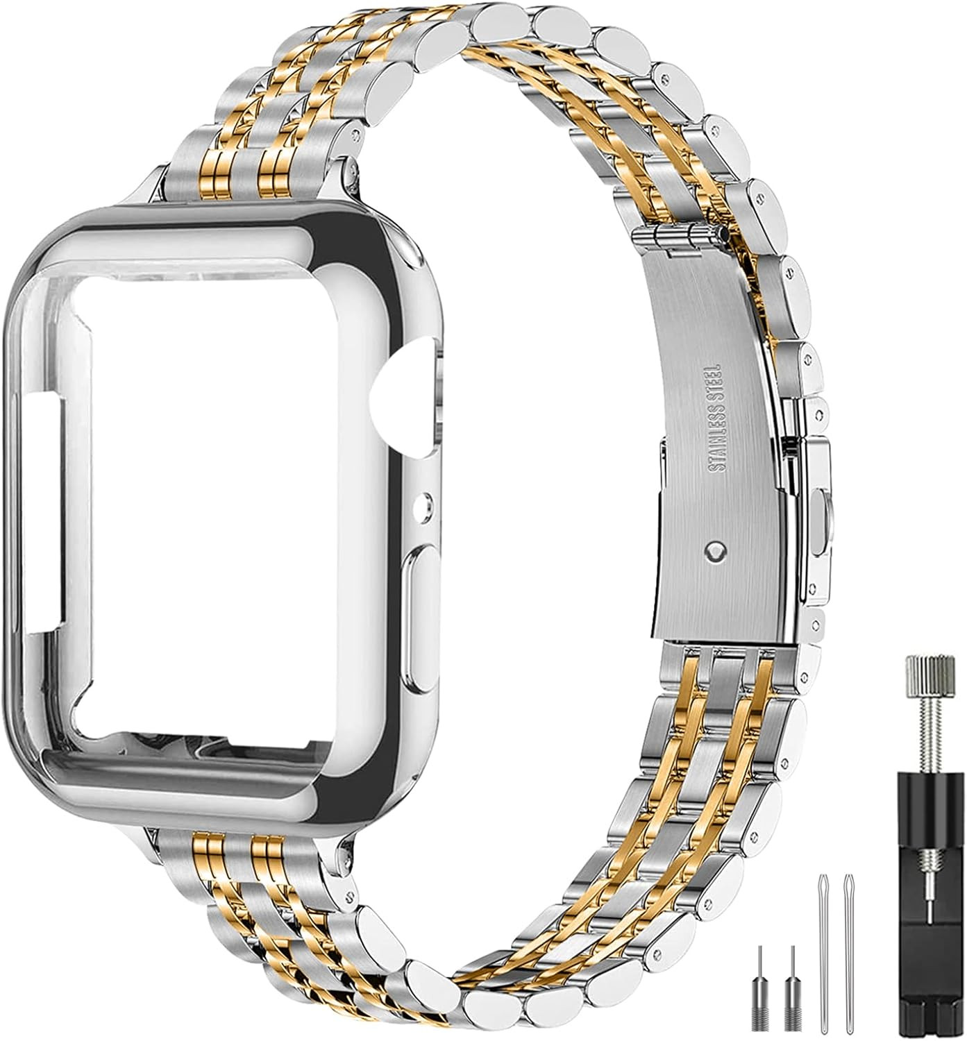 Slim Watch Band Compatible with Apple Watch 41mm 45mm 42mm 44mm 40mm 38mm Metal
