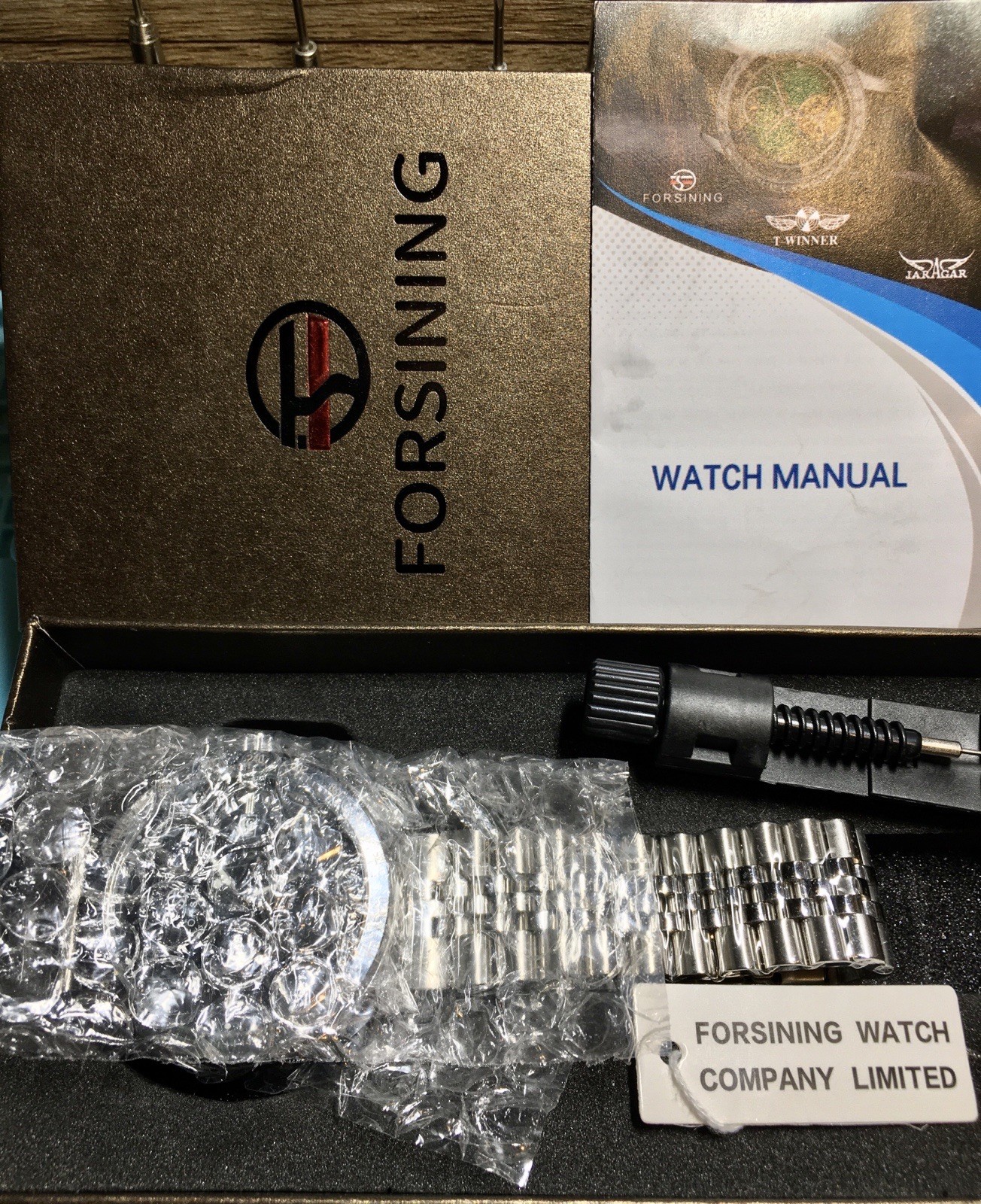 FORSINING 42MM AUTOMATIC BLACK MATTE DIAL TACHYMETRE BEZEL QUICK RELEASE BAND!