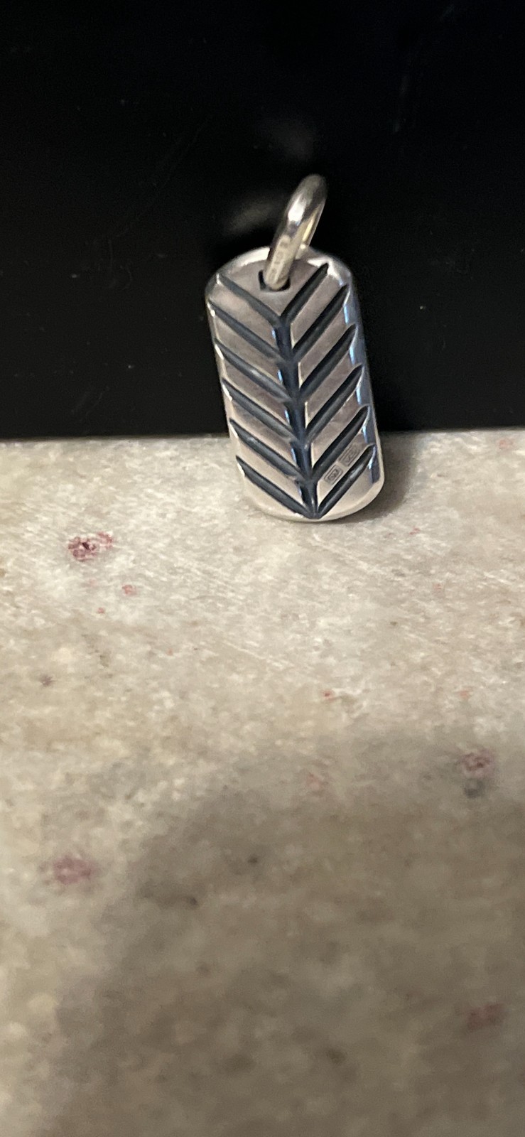 925 Silver David Yurman Chevron Dog Tag Pendant 27mm