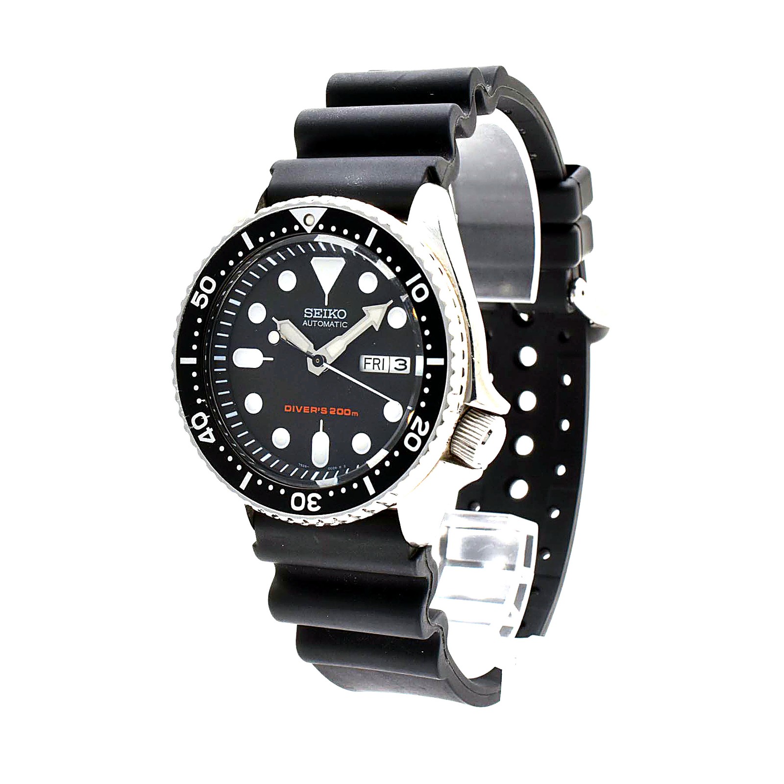 Seiko SKX007J Automatic Scuba Diver 200m Men Stainless Steel Day Date Black