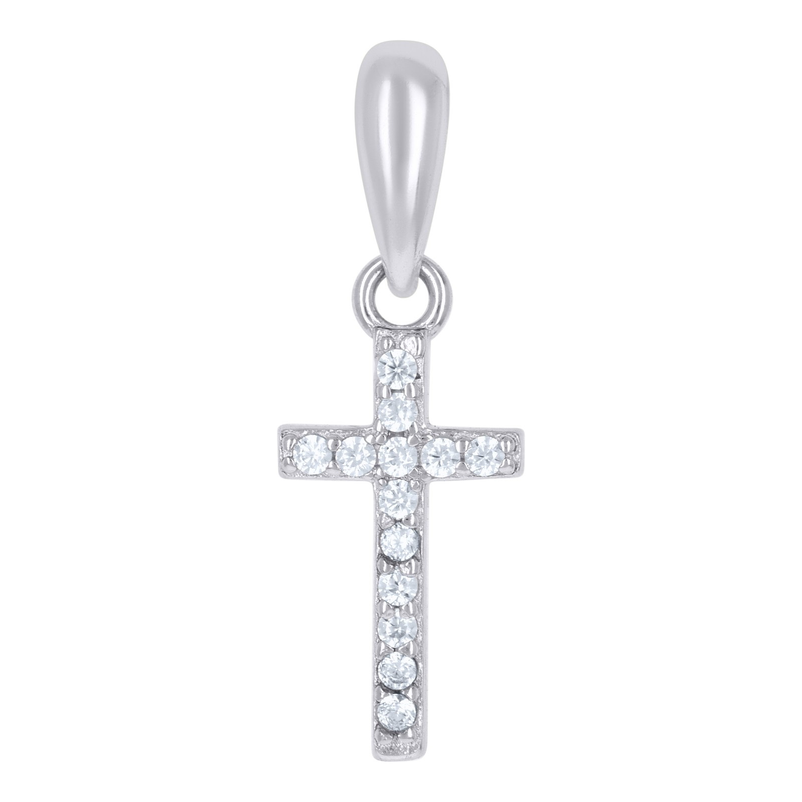 925 Sterling Silver Womens Cubic-Zirconia Cross Religious Charm Pendant