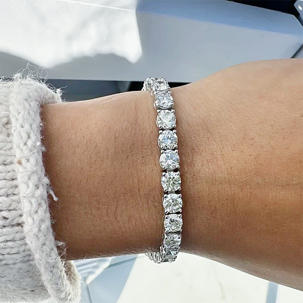 Lab Grown Diamond Tennis Bracelet 10.35Ct 14k White Gold Wedding Gift for Her