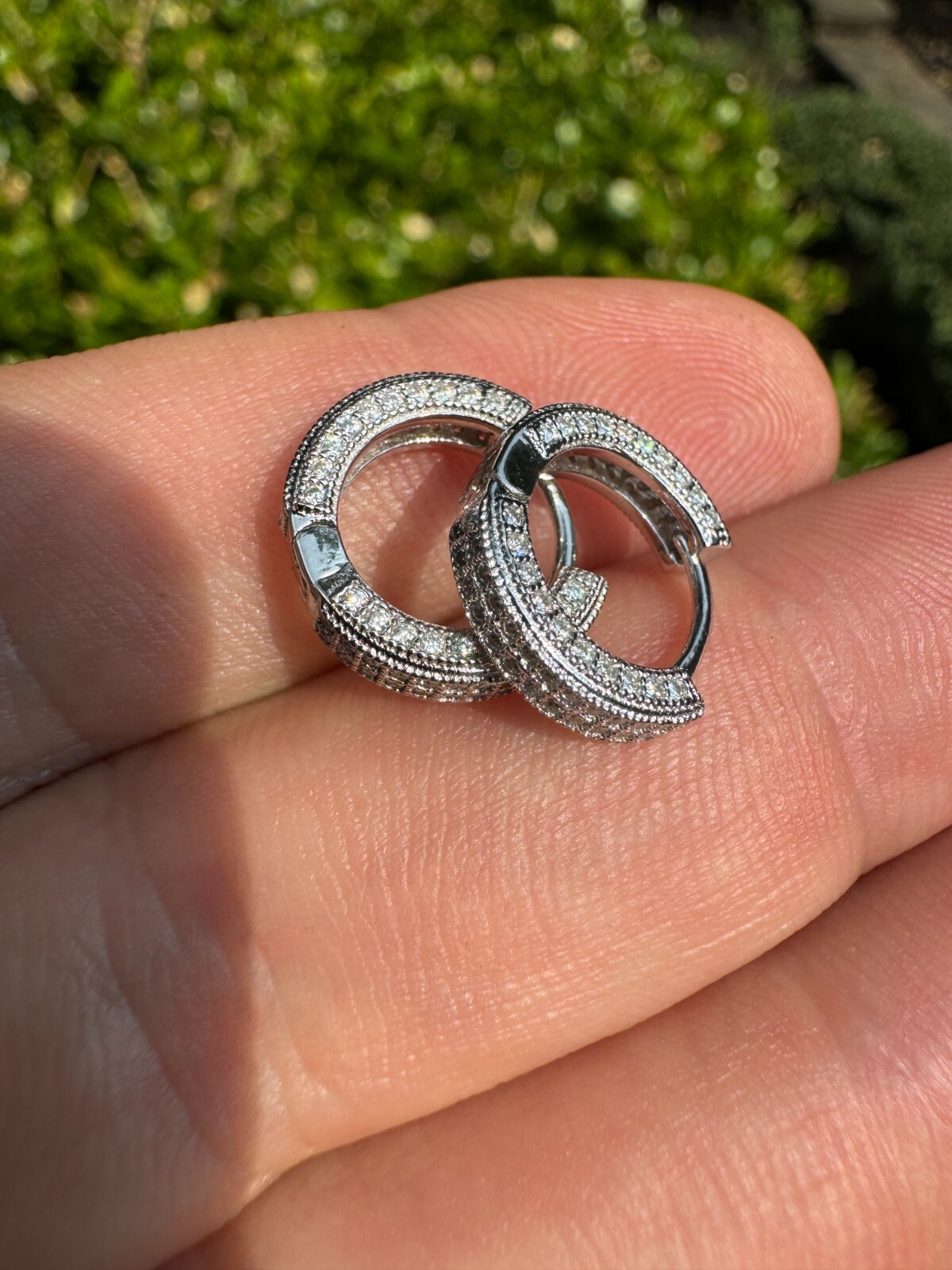 Moissanite Real 925 Silver Small Huggie Hoop Earrings 12mm Mens Ladies Hoops