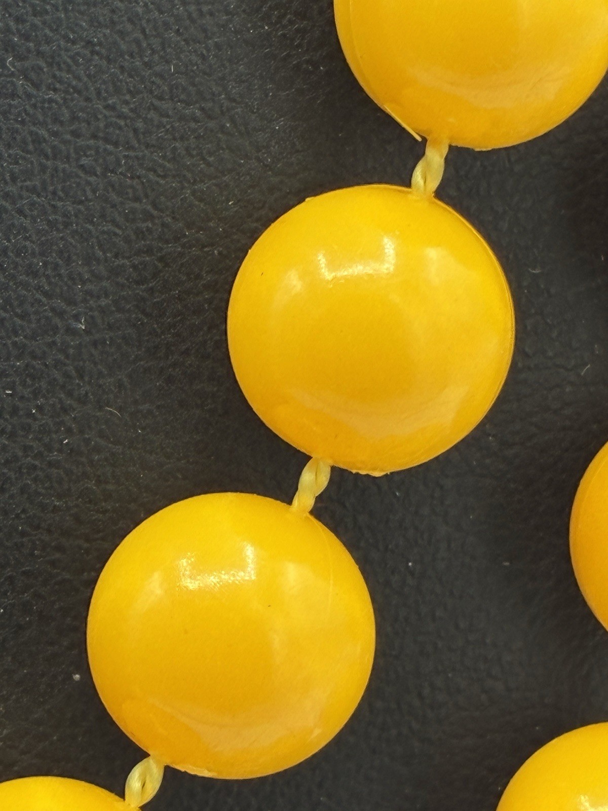 Vintage Mustard Yellow Bead Necklace 36 Inch Continuous Strand