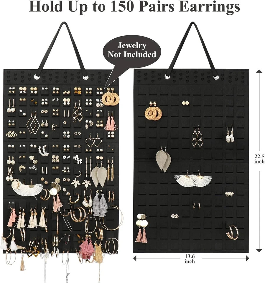 Hanging Earrings Organizer & Holder – 20 Hooks, Holds up to 300 Pairs, Compact D