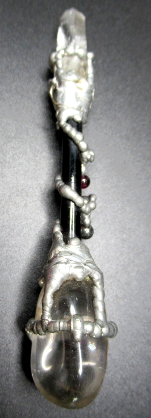 Amazing Artisan Quartz Crystal & Amethyst Caged Pendant