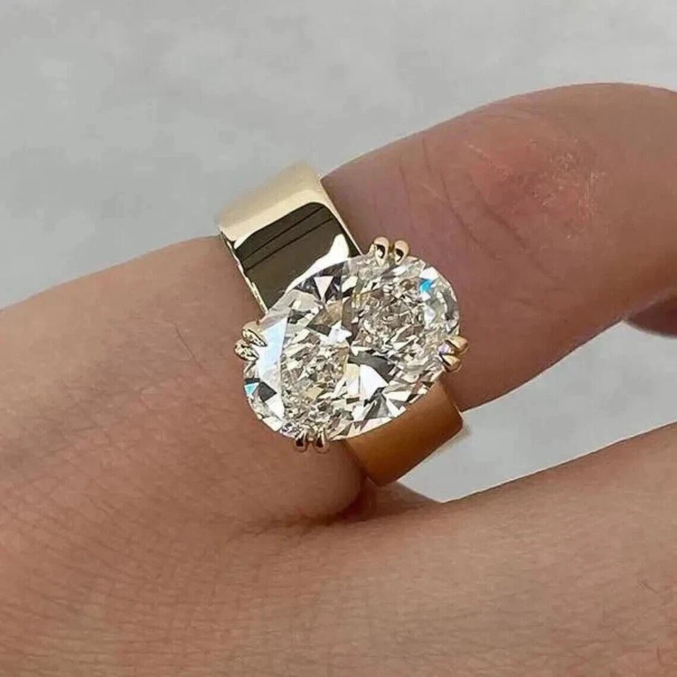 3.00 Ct Oval Cut IGI Certified Lab Grown Diamond Solitaire Ring 14k Yellow Gold