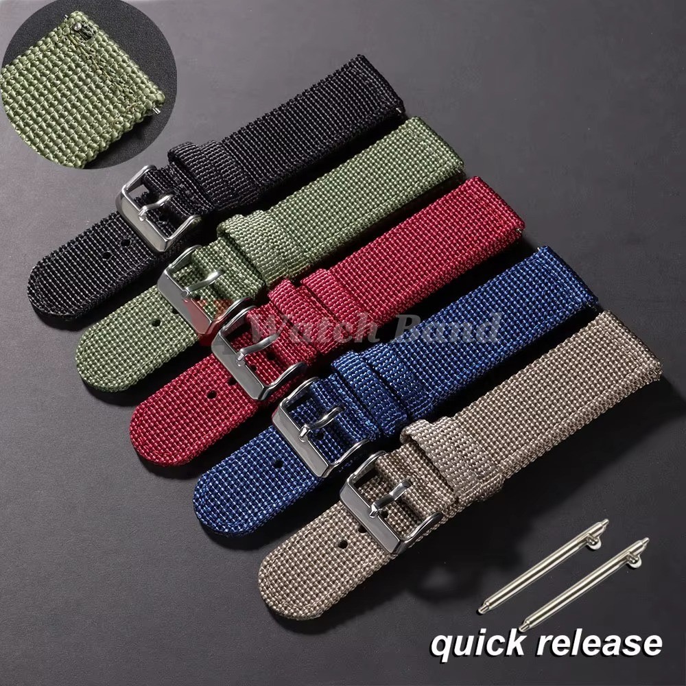 High Quality Nylon Watch Band Canvas Watch Strap Single Pass 18mm 20mm 22mm