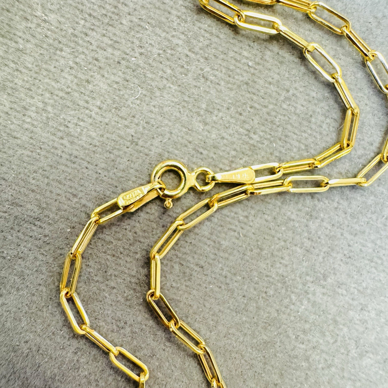 20” 2.2mm Solid 10K Yellow Gold Paper Clip Link Chain Necklace