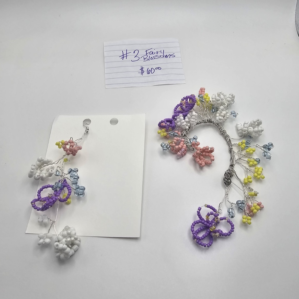 Handcrafted Multicolor Beaded Flower Wrap Earring With Matching Earing