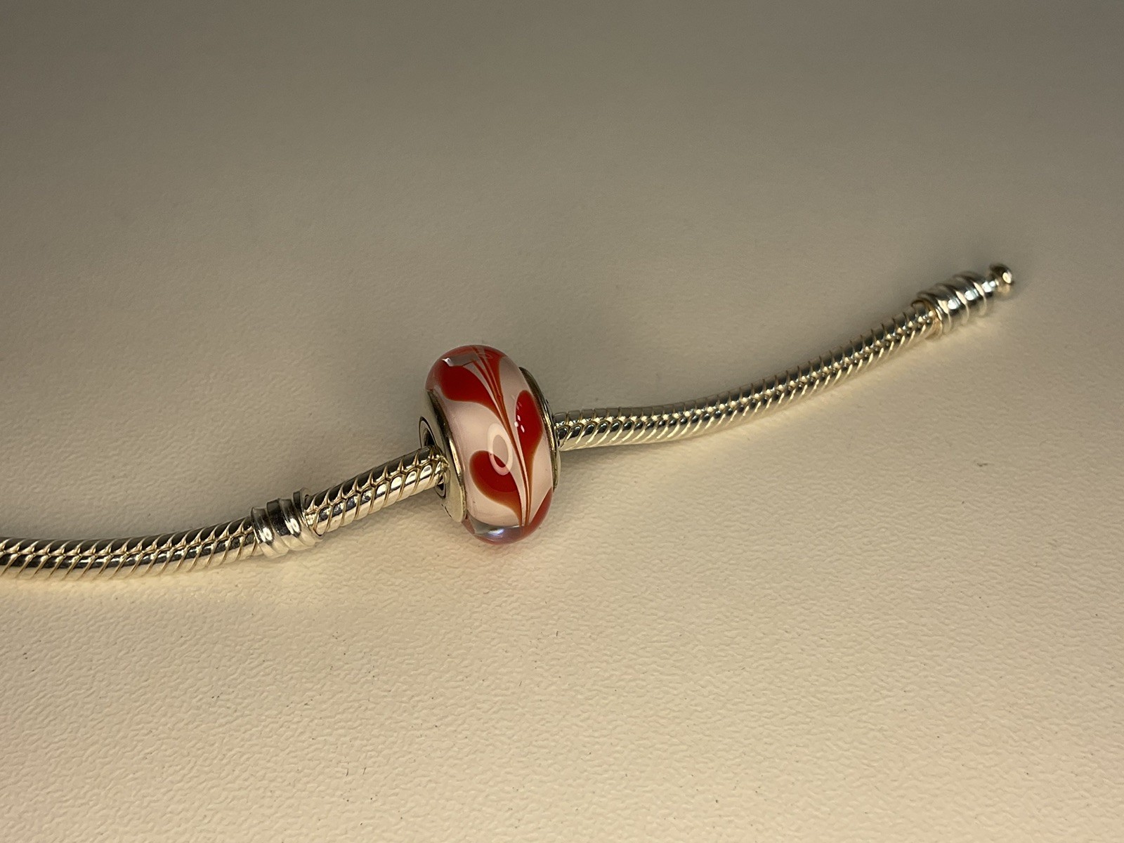 Pandora Murano Red And White Swirl Charm Retired