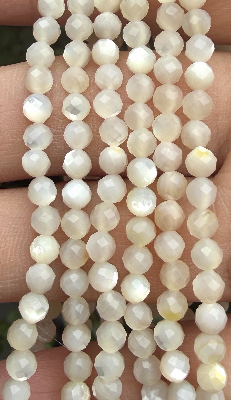 Wholesale 6 Pcs 4mm Faceted Mother of Pearl Stretch Bracelet 7.5″