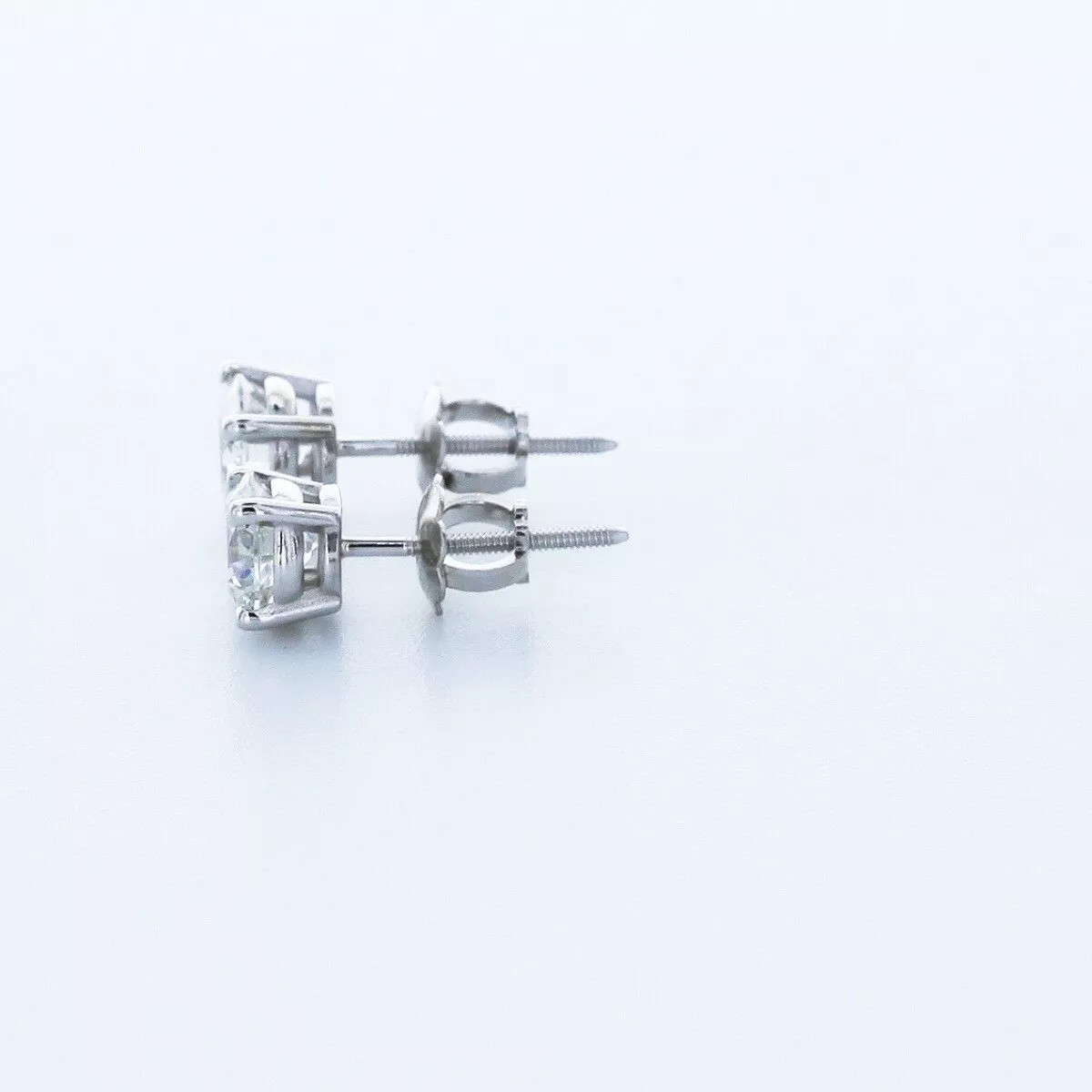 Stud Earrings Solid 14K White Gold Classic 0.97 CT Round Natural Diamond F SI1