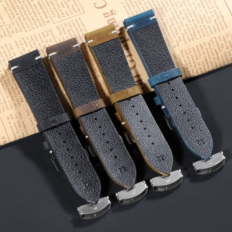 High Quality Genuine Leather Watch Strap Butterfly Buckle Band 18/20/22/24mm