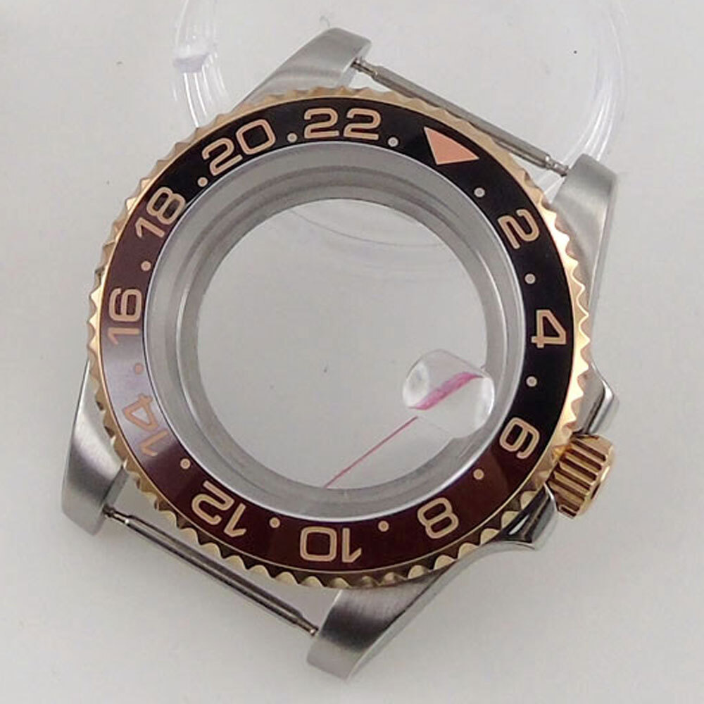 40mm Two Tone Rose Gold 20ATM Diver Watch Case fit NH35 NH34 NH36 ETA2824 PT5000
