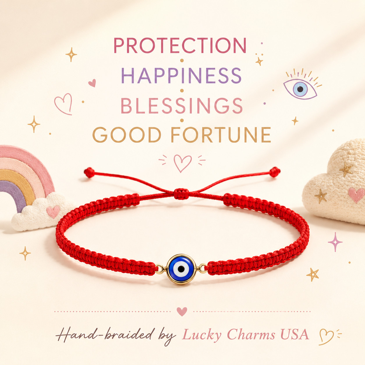 Baby Evil Eye Red Bracelet, Unisex, Goldfilled, Pulsera Bebe, Hilo Rojo
