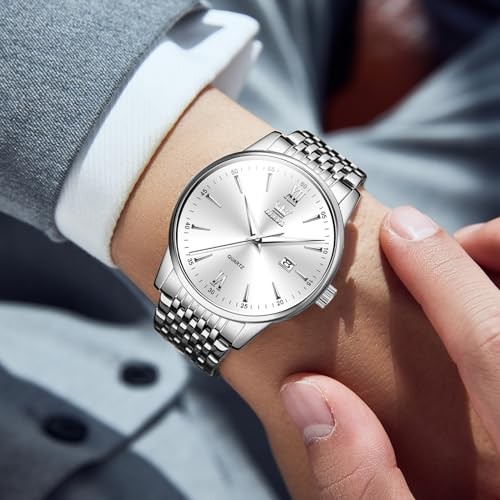 Mens Silver Watches Classic Luxury Waterproof Watch for Men Silver-G5009