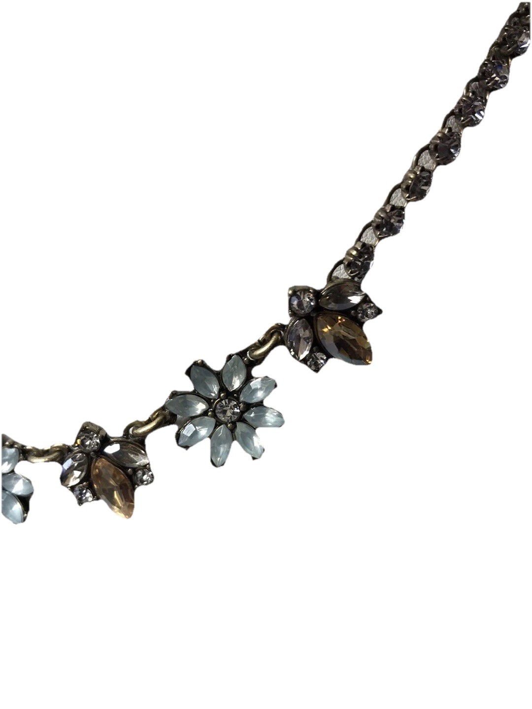 Chloe & Isabel Statement necklace, brass tone, pale blue and peach stones