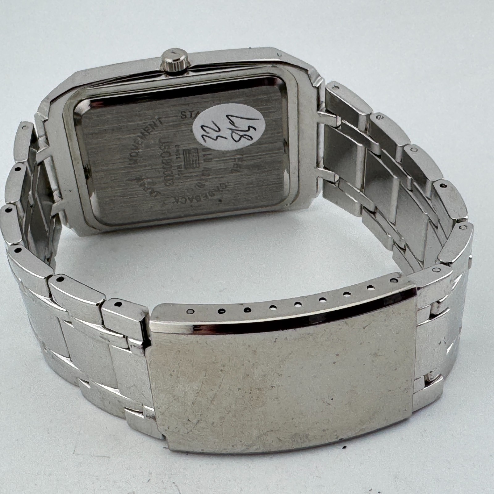 U.S. Polo Assn. Quartz Watch Men Silver Black Rectangle Japan Analog New Battery