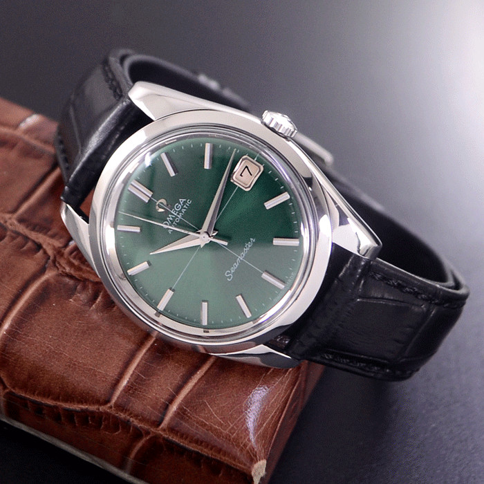 VINTAGE OMEGA SEAMASTER AUTOMATIC EMERALD DIAL DATE DRESS MEN’S WATCH